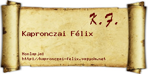 Kapronczai Félix névjegykártya