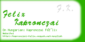 felix kapronczai business card